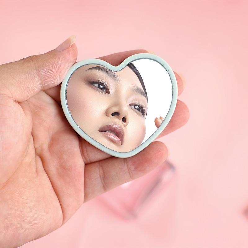 Minimalist Heart-Shaped Pocket Vanity Mirror - Portable Handheld Makeup Mirror for Dorm and Travel