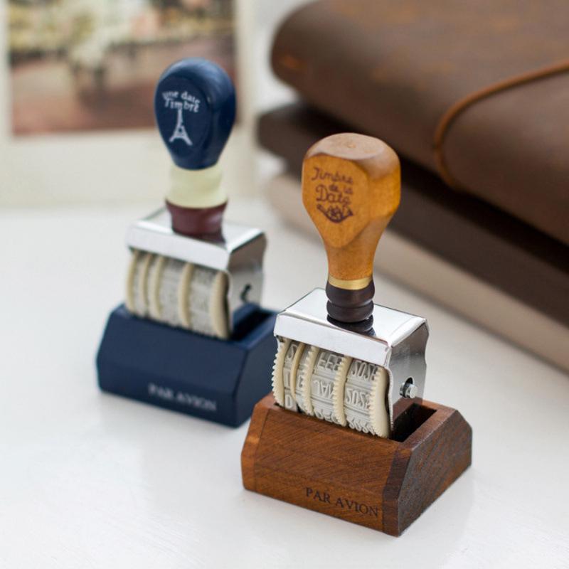 Zakka-Style Vintage Date Stamp Roller: Imitation Postmark Effect