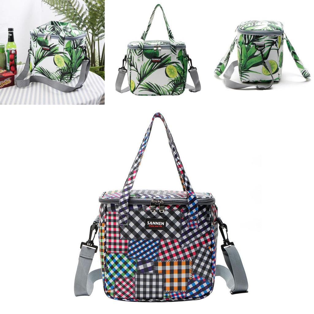 Elegant Green Leaf Pattern Oxford Lunch Bag Perfect For Travel And Picnics