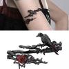Elegant Floral Adjustable Metal Bracelet Dark Theme Crow Rose Designs Versatile Gothic Accessory