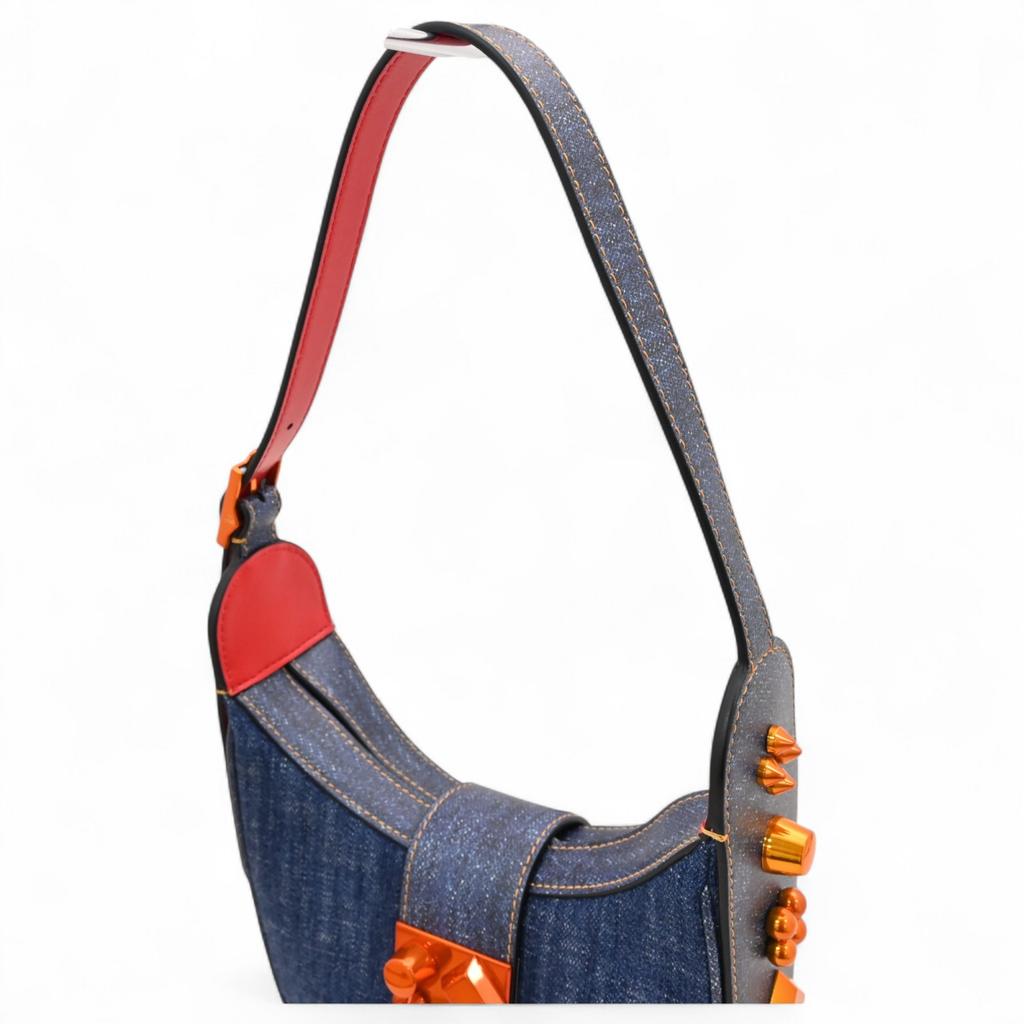 Auth CHRISTIAN LOUBOUTIN CARASKY Denim Shoulder Bag 1225265 cl9962xx
