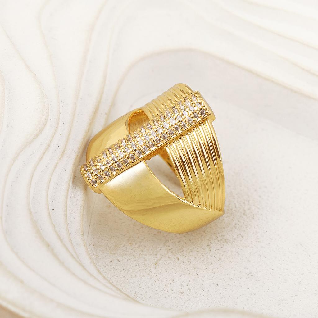 Nidin New Arrival Punk Style Hollow Inlaid Crystal Zircon Open Rings Adjustable For Women Men Wedding Party Finger Jewelry Gifts