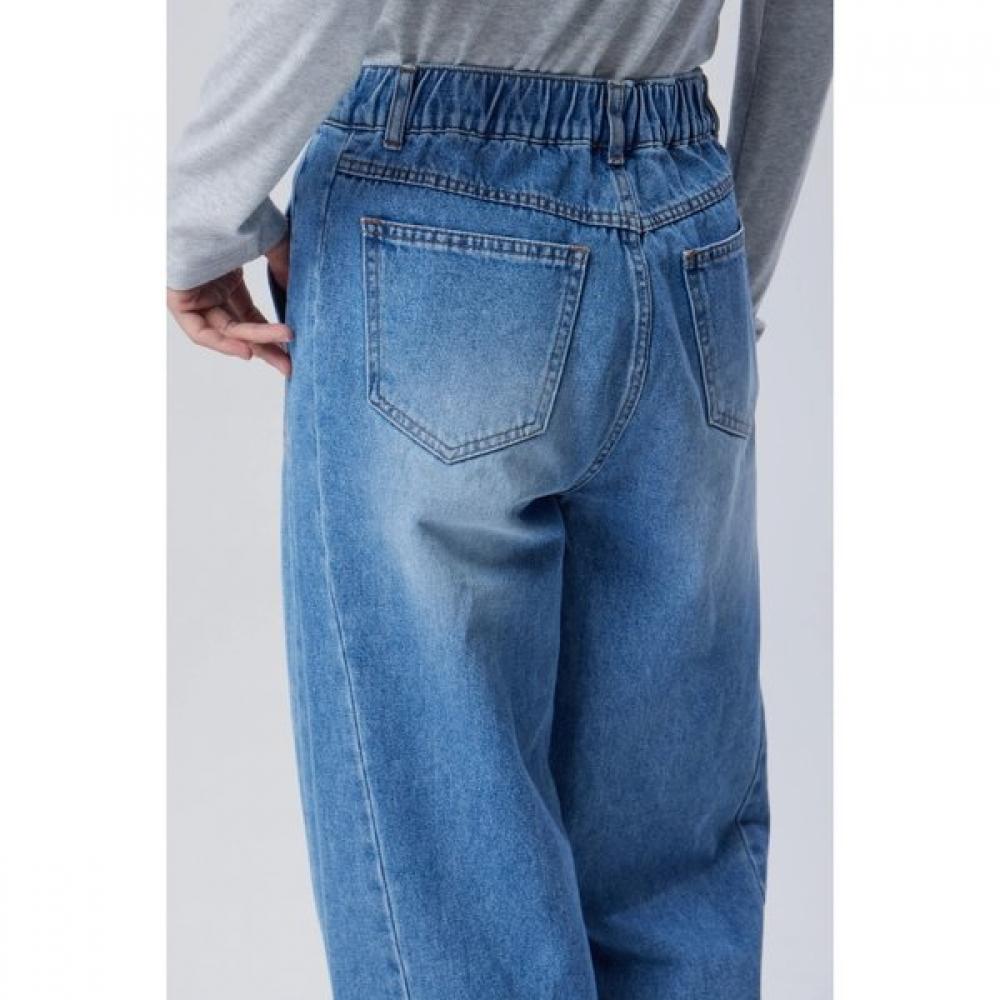Benetton Wide Denim Pants Diagonal Cut Badp13611