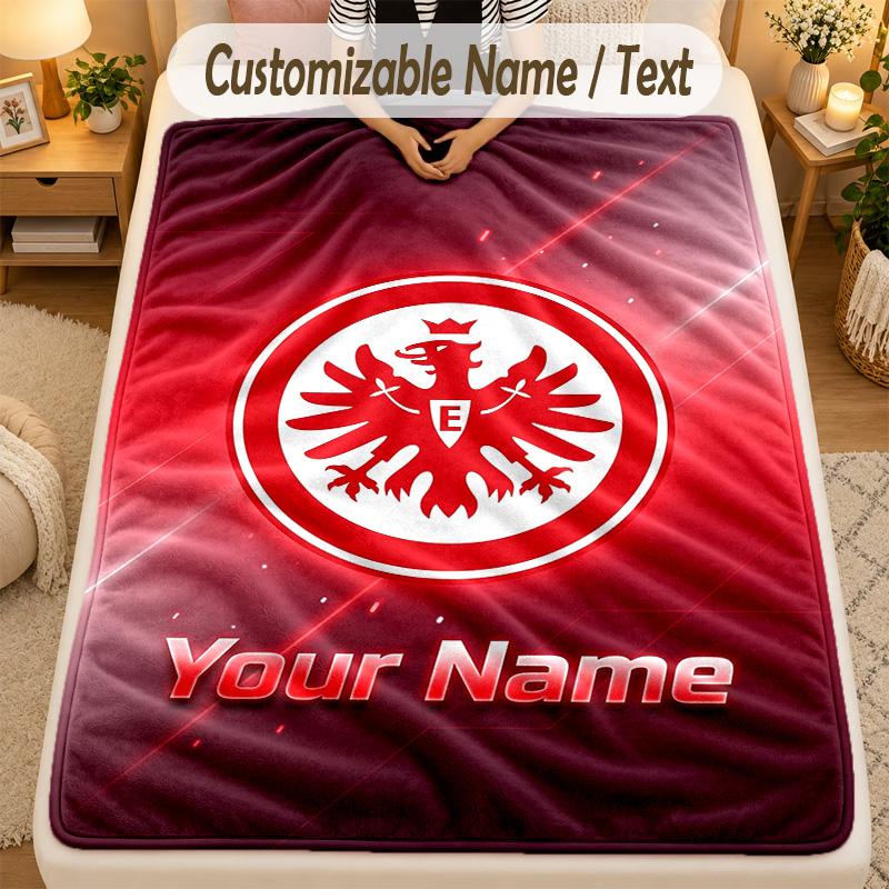 Flannel BlanketEintracht Frankfurt Custom Name Text Personalized Soft Warm Throw Blanket Home Decor Gift