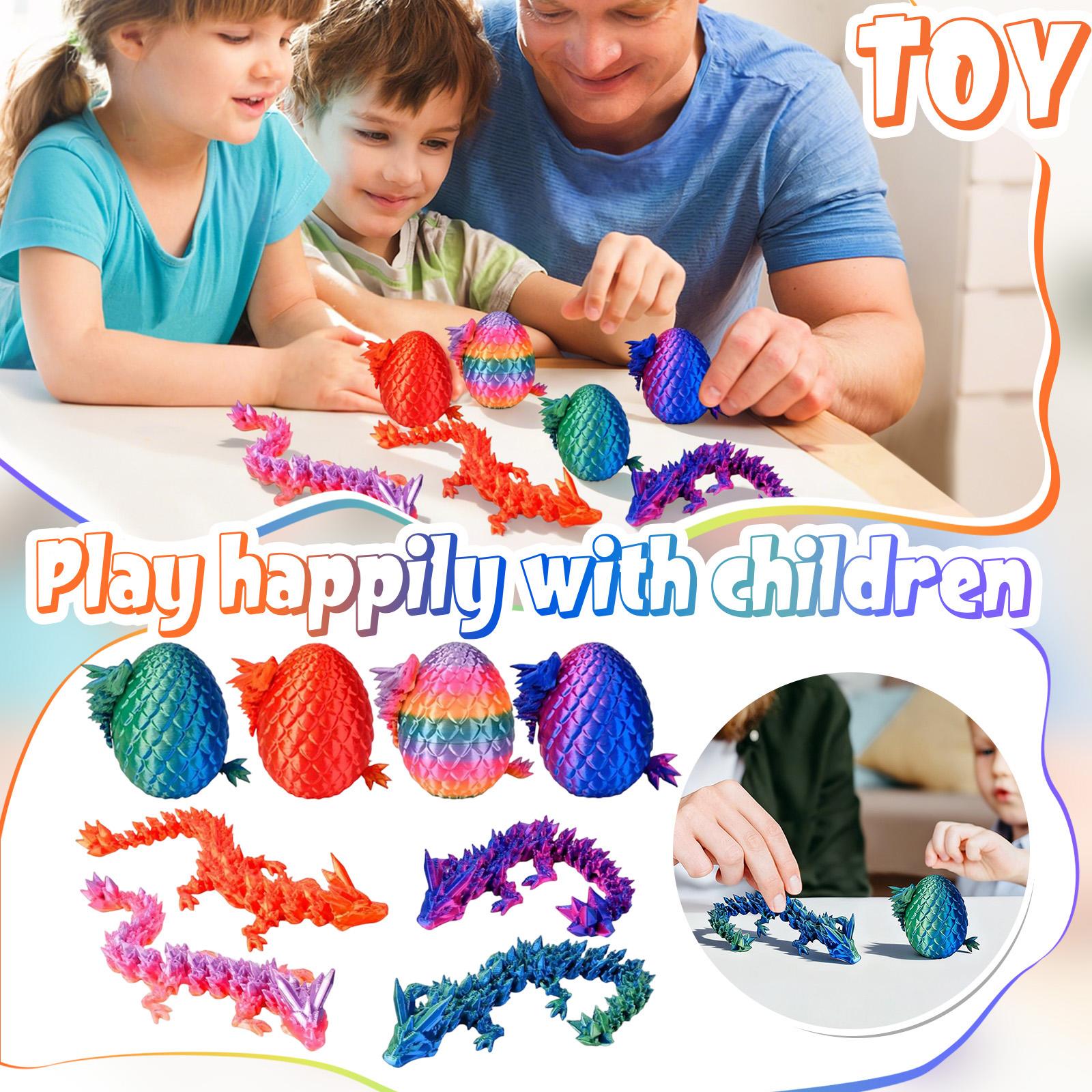 Набор из 4 3D-печатных яиц, Стеклянные шарнирные яйца-сюрпризы, Набор животных-сюрпризов, напечатанных на 3D-принтере, Набор из 4 штук, One Size