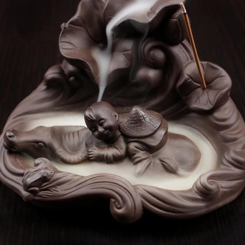 1Pc, Creative Cowboy Lotus Pond Backflow Incense Burner Incense Stick Holder (Without Incense)