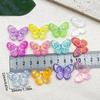 12pcs Acrylic Butterfly Charms - Vibrant Multicolor Iridescent Butterfly Charms with Glossy Finish, Durable DIY Jewelry Making Supplies