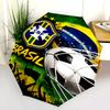 1 PC Automatic Folding Umbrella - Brazil National Football Team Pattern, Portable & Foldable Design with 8 Ribs, Christmas Birthday Gifts
