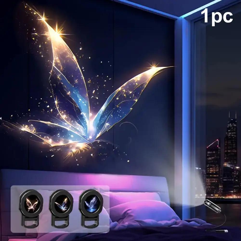 

LED USB Projector Light 3/6pcs Projection Patterns- Festival Light Adjustable Night Starfish Whale Gift Jellyfish Butterfly B9O0