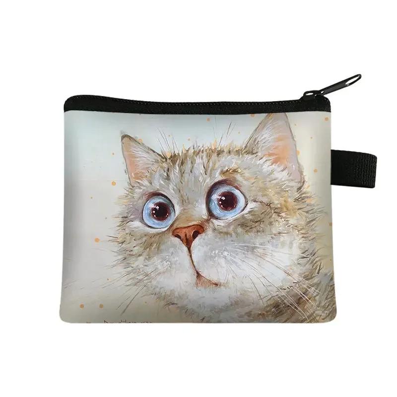 Cute Cartoon Cat Card Holder Coin Purse Change Purses Small Wallets Women Clutch Zipper Coins Bag Pouch Cat Kids Mini Wallet