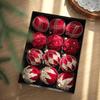 8cm Wine Red Flocked Christmas Ball Ornament for Tree Decoration
