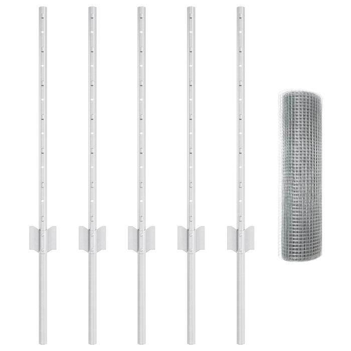 VidaXL Clôture en Fil Soudé avec 5 Pieux en U Argent 0,6x10 m Acier 3336320