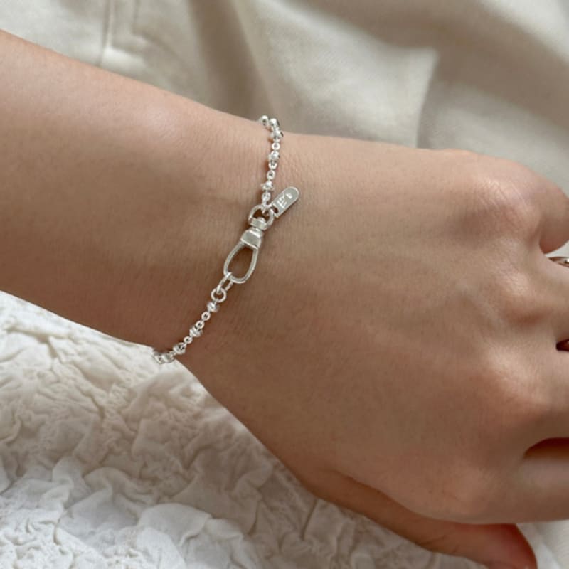Warmrecord Silver 925 Bagel Ball Chain Bracelet_B014