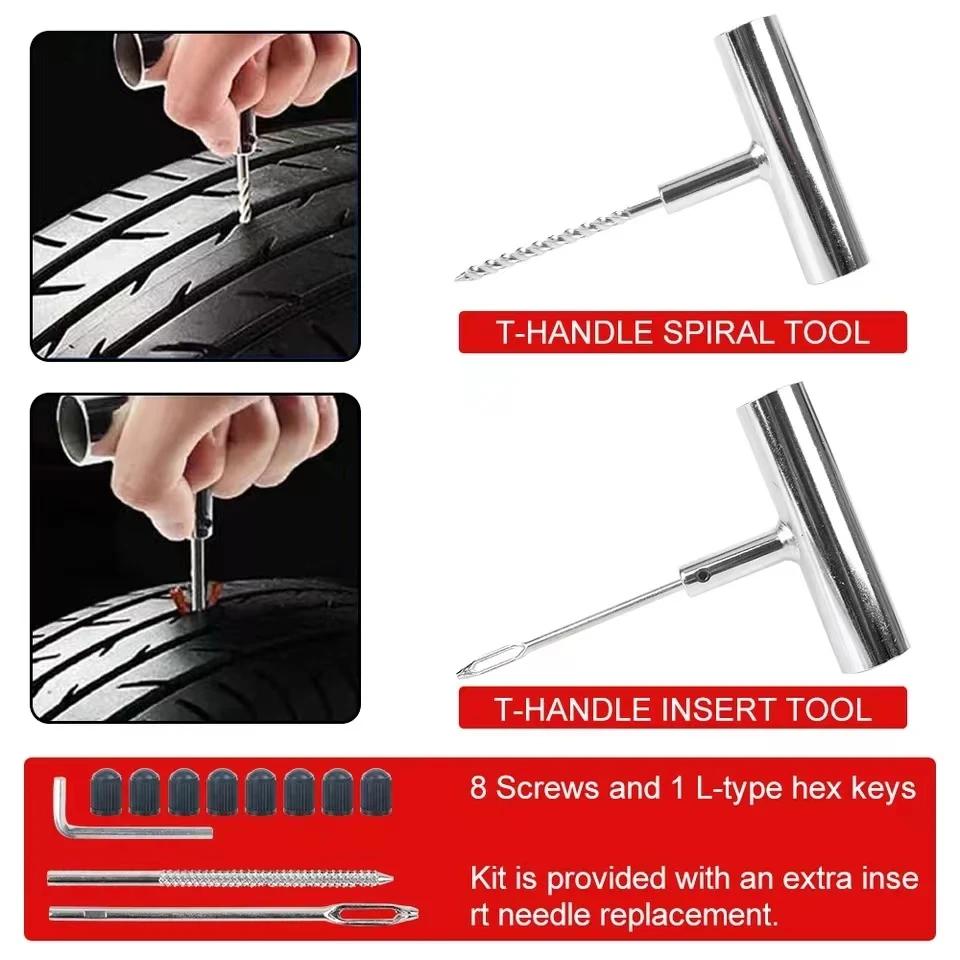 Tyre Repair Kit 45PCS Motorcycle Car Accessories Studding Tool Set Puncture Pug Set Car Tire Repair Tool Auto Bike Tire Repair