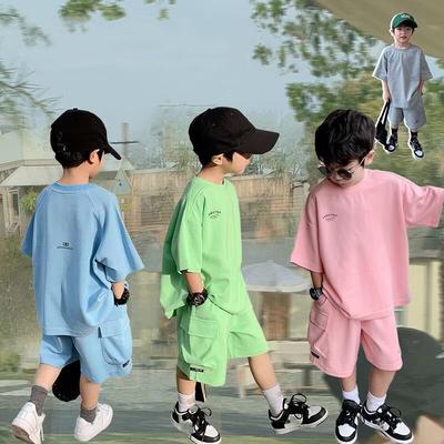 Summer Casual Boys Loose T Shirt Short Pants Set School Kids Tracksuit Children Piece Outfit Suit
