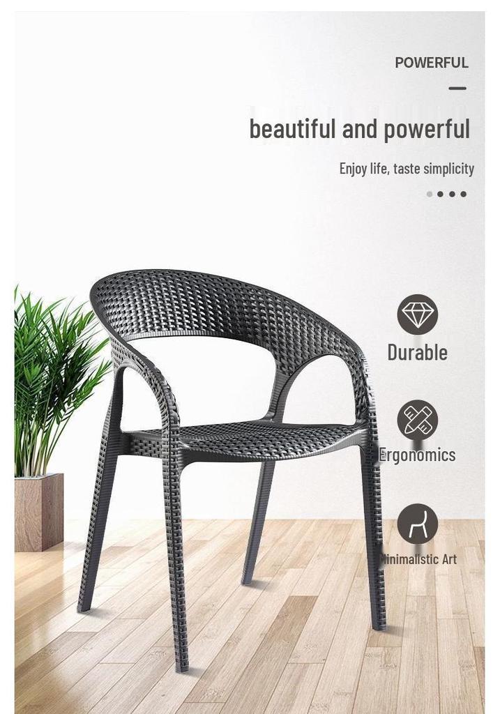 Modern Rattan-Style Stackable Outdoor Chair for Home, Balcony, or Courtyard Use