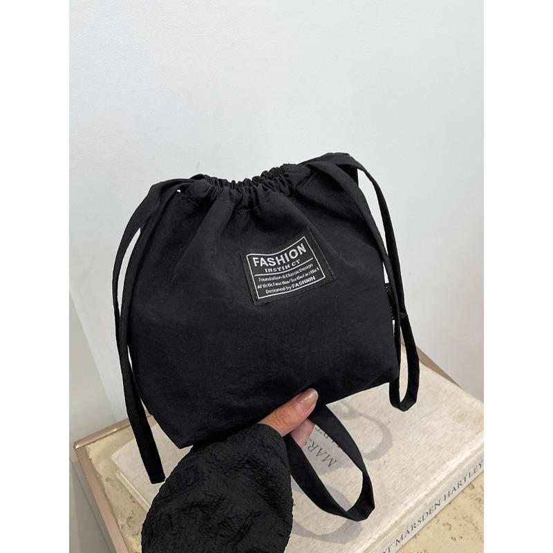 New popular bag shoulder crossbody nylon bag contrasting color small bag drawstring bucket women's bag
