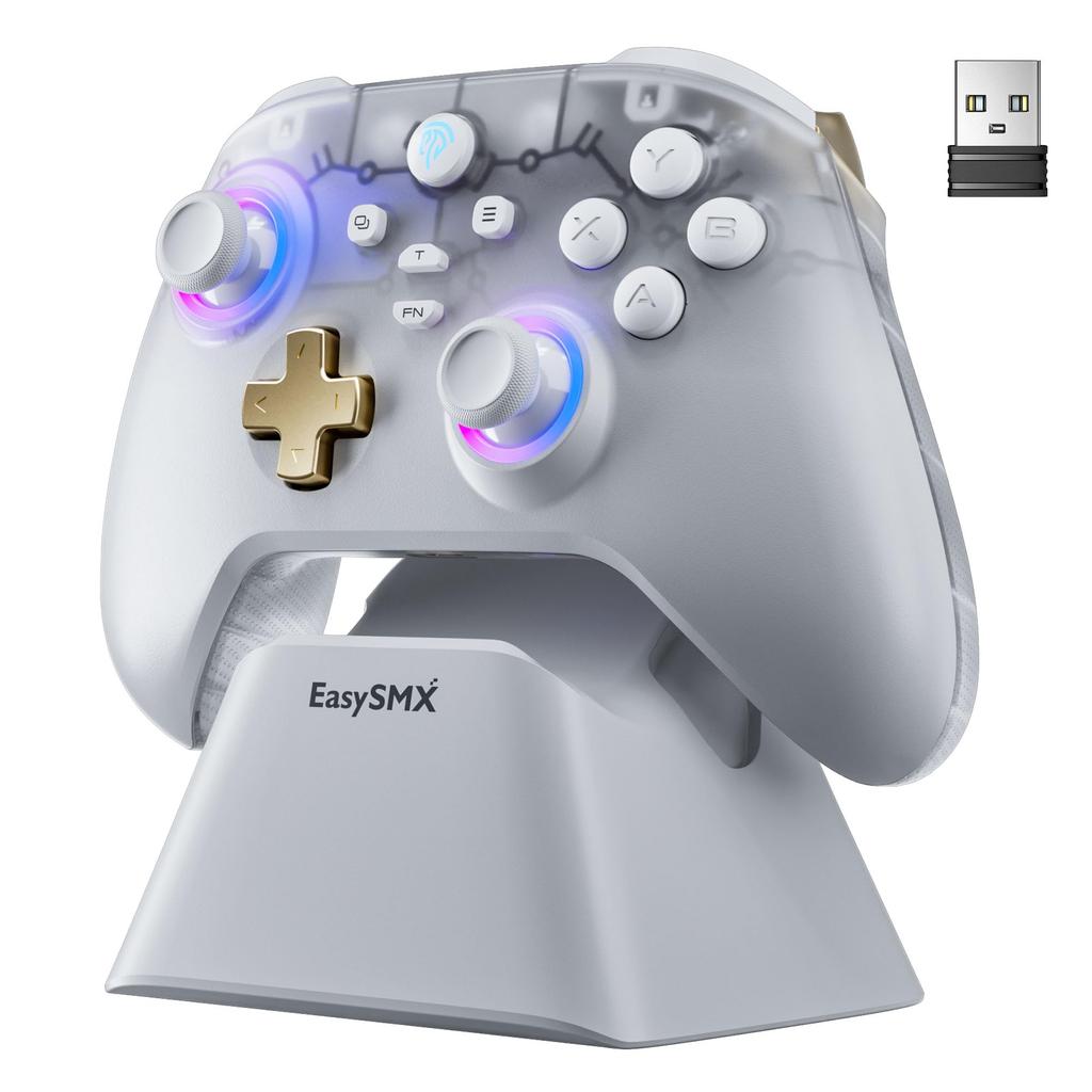 EasySMX D05 PC Şarjlı RGB Kablosuz Anahtar Oyun Kumandası, Hall Etkili Kontrolcü, Dock, Arka Aydınlatma, Kumanda, Joy-Con, PC/Anahtar/iOS/Android/Steam ile