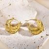 Vintage Metal Stainless Steel 18K Gold Color Earring Geometric Unusual Earrings for Women Statement Stereoscopic Stylish Jewelry