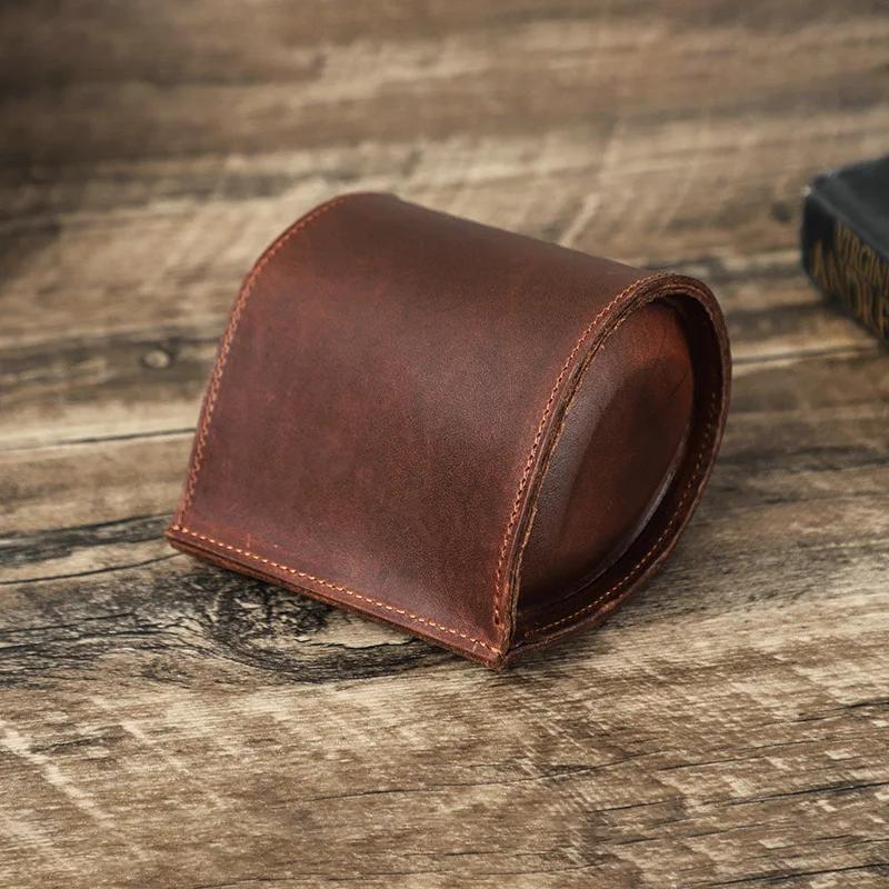 Retro Leather Round Pen Holder Desk Organizer Desktop Sundries Storage Tube Pencil Holder Accessories Office Supplies Stationery