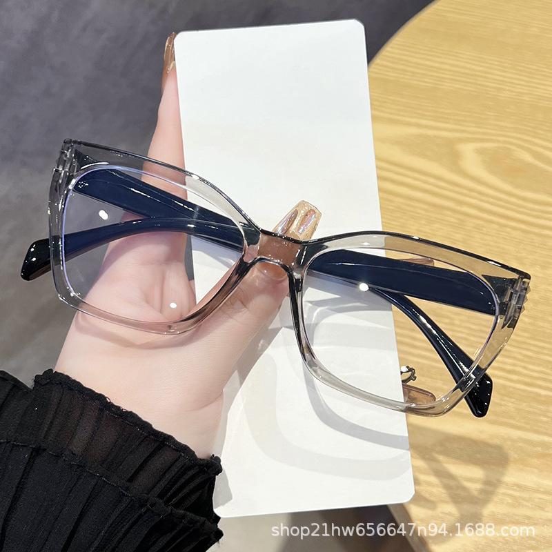 New cat eye anti-blue flat mirror plain street shot Internet celebrity fashion glasses retro flat glasses ultra light