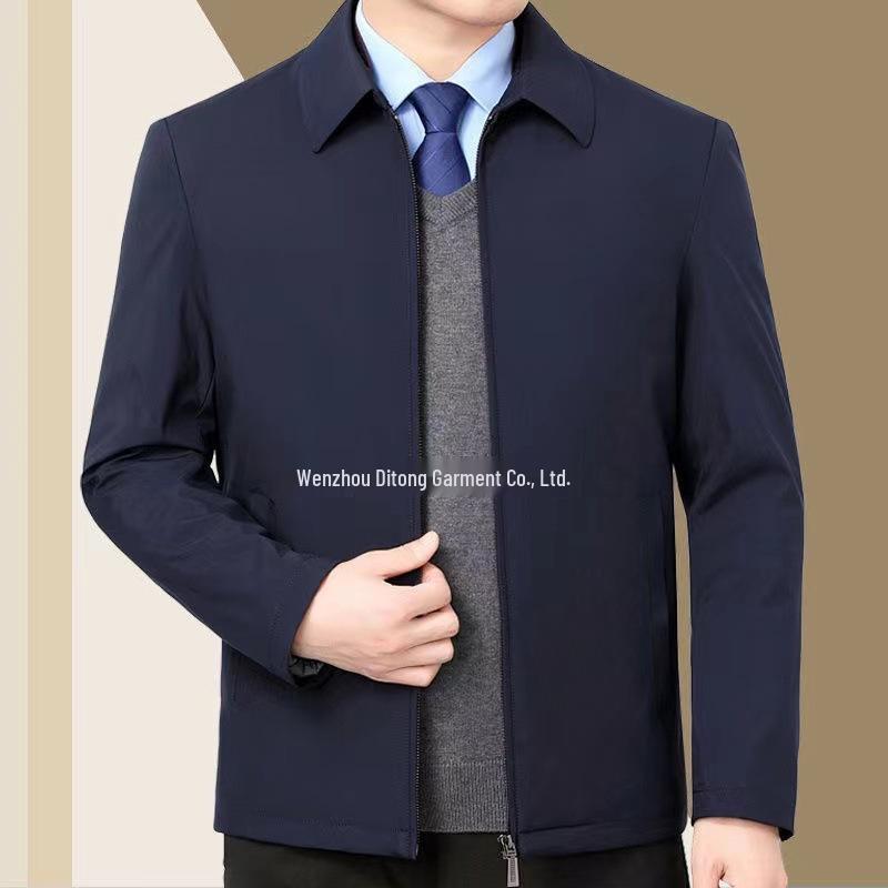 2024 Spring/Autumn High-Quality Lapel Jacket for Middle-Aged and Elderly Men - Fashionable Business Casual Outerwear