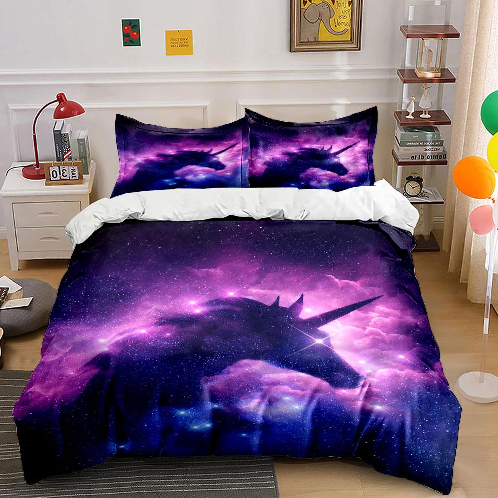 Galaxy Unicorn Bedding Set Bedding Duvet Cover Set Duvet Cover Pillowcases (1 * Duvet Cover 2 * Pillowcases, Without Duvet Insert)
