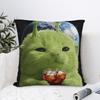 Space Soda Green Aliens Cat Pillow Case Design Pillow Cover For Living Room Chair Cute Funny Cushion Cover