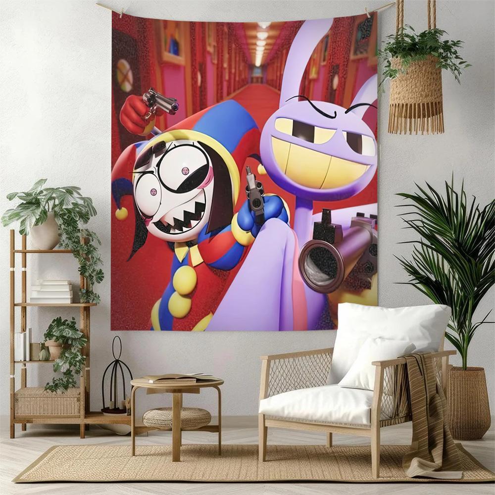Digital Circus Wall Decor Tapestry Art For Pet Memorial Birthdaywedding Party Backdrop Family Gift