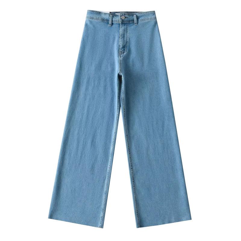 American-Style High-Waisted Stretchy Micro-Flare Jeans for Women - Spring/Autumn Wide-Leg Pants