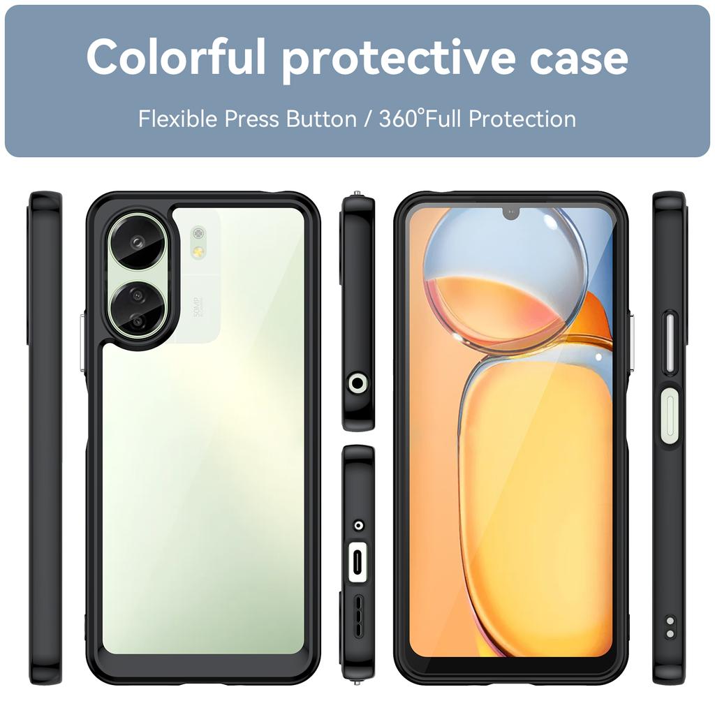 Colorfull Transparent TPU Case for Xiaomi Redmi 13C 12C 12 5G Protective Cover Frame for Redmi 12 10 5G A1 A2 Plus Full Protection Clear Cover