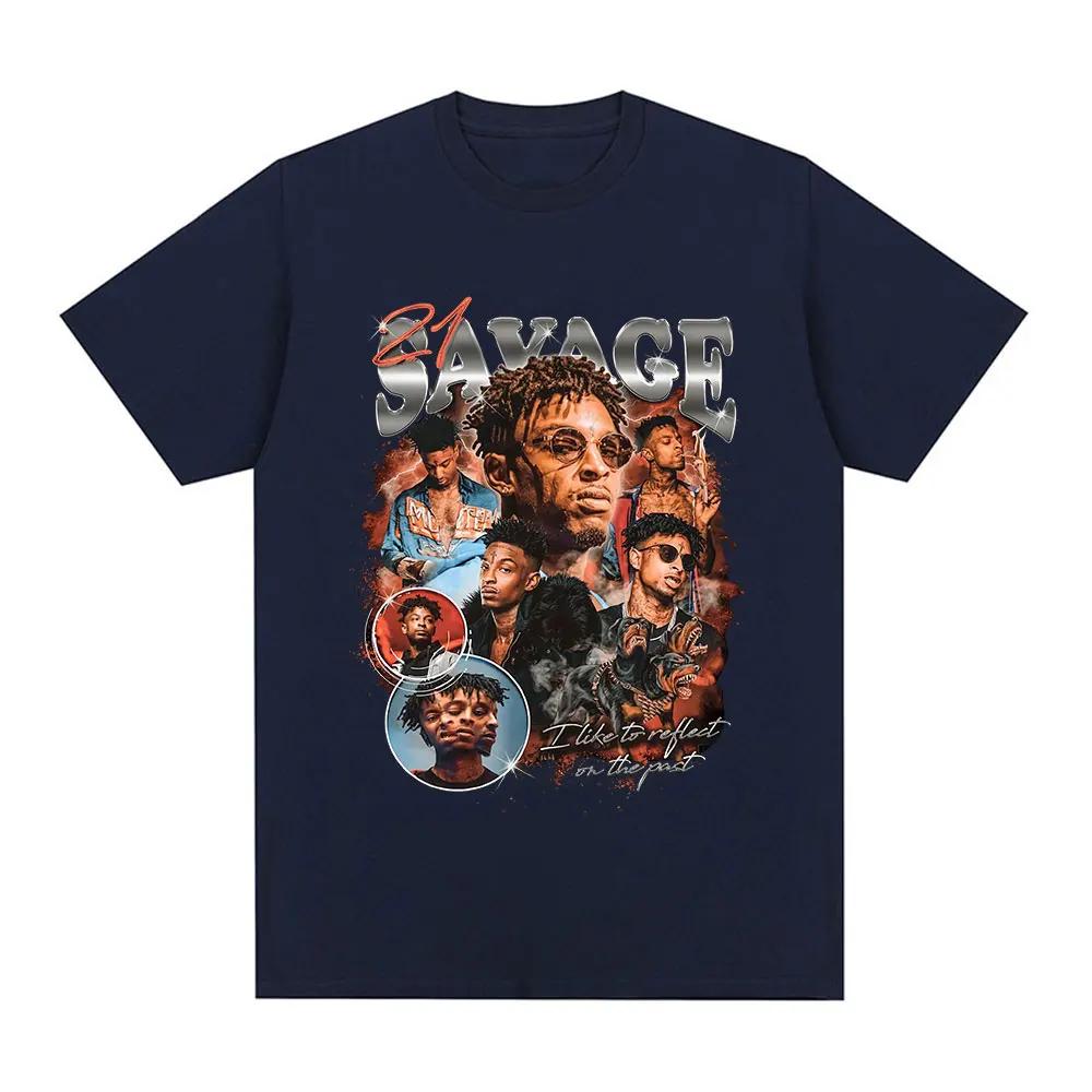 Rapper 21 Savage Grafické tričko Pánské Dámské Vintage Hip Hop Tričko Bavlna Ležérní Volné Nadměrné Krátký Rukáv Trička Dárek pro Fanoušky