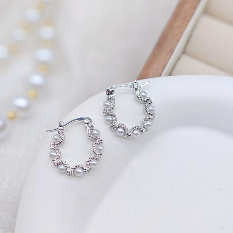 

Винтажные французские жемчужные серьги, легкие роскошные круглые жемчужные серьги, серьги с пряжкой, модные женские серьги