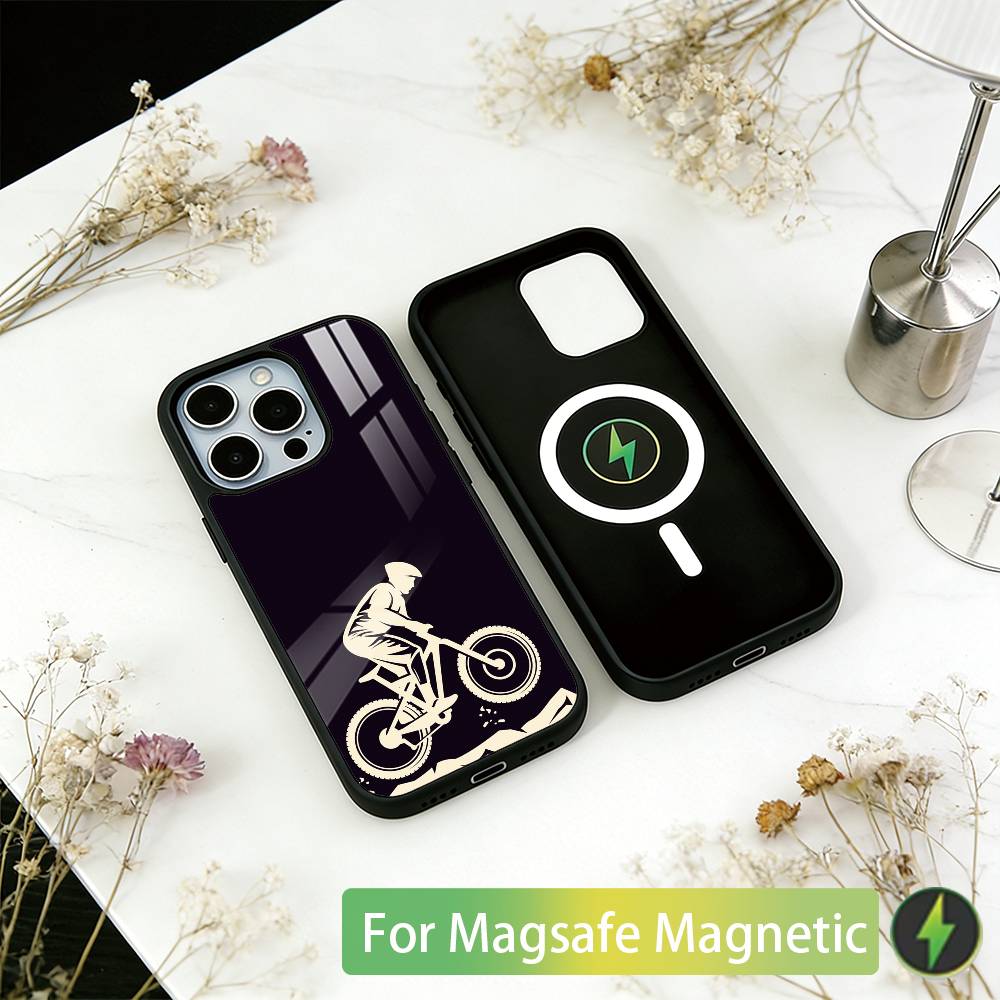 Mountain Bike Bicycle Phone Case For iPhone17,16,15,14,13,12,11 Plus,Pro Magnetic with Magsafe Wireless Charging