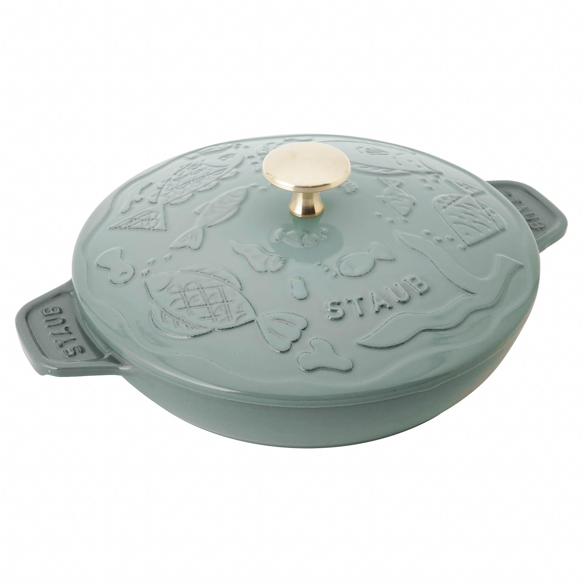 

Тарелка staub Ocean, круглая, 20 см, эвкалипт, латунная ручка Mina Perhonen, литая эмаль, мелкая IH, совместимая с японской плитой Ocean [STAUB × minä perhonen] эвкалиптовый