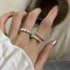 BF CLUB 925 Sterling Rings for Women Fashion Geometric Handmade Irregular Heart Double Lines Ring Party Christmas Gift