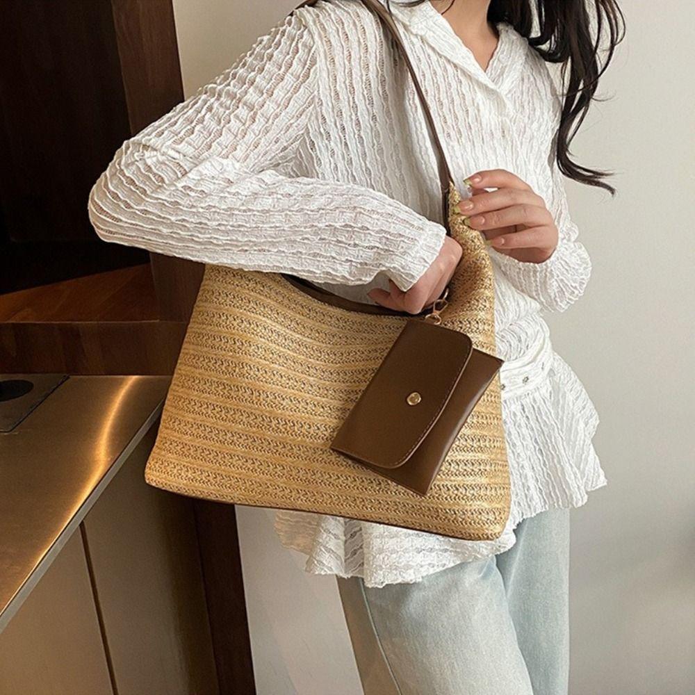 Summer Straw Shoulder Bag Leisure Women's Tote Bag New Weave Straw Bag  Handbag