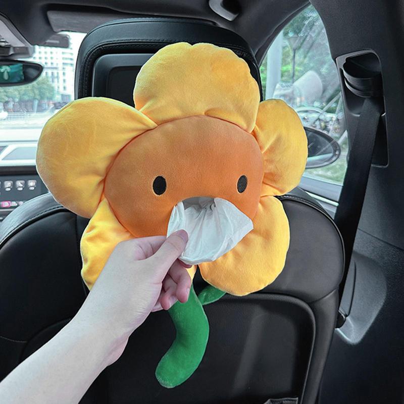 

Car Tissue Box Facial Sunflower Plush Seat Headrest Paper Dispenser Tissue Holder Auto Interior Storage Decoration