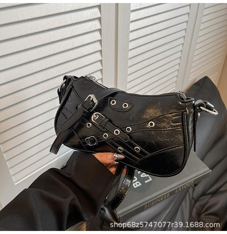 Slack Underarm Bag Women's 2025 Spring New Fashion Locomotive Small Square Bag Lazy Wind High Wisdom One Shoulder Crossbody Bag