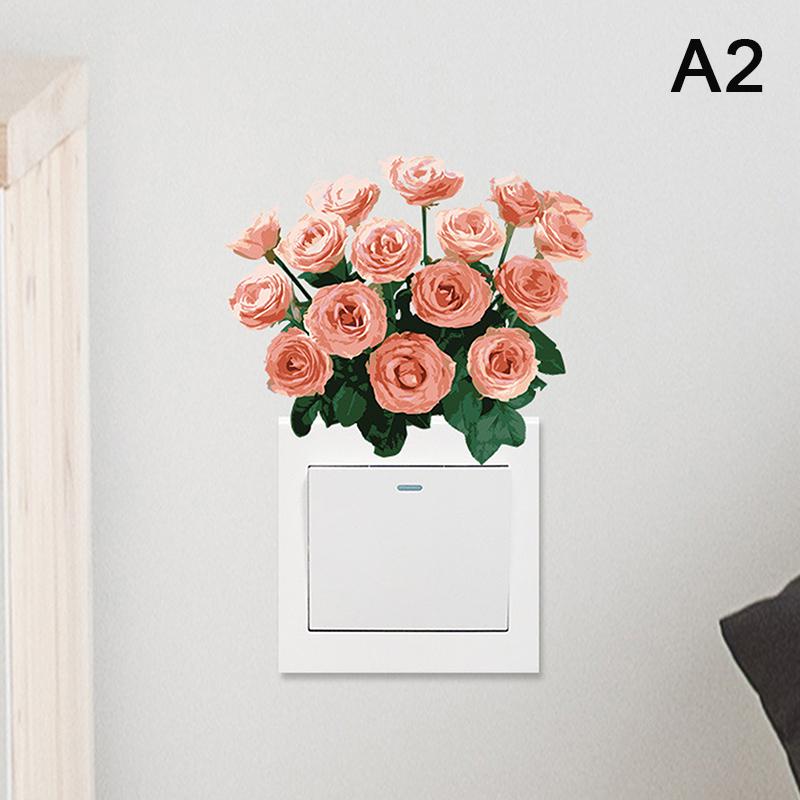 Decor Wall Paper Long Lasting Wall Mural Colorfast Plant Flower Switch Wall Decorative Sticker Self-Adhesive Decal