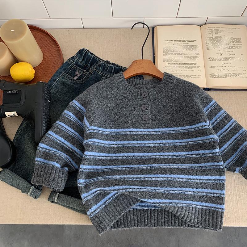 

2025 Autumn Toddler Pullover Knitwear: Popular Baby Outing Sweater 120 cm серый