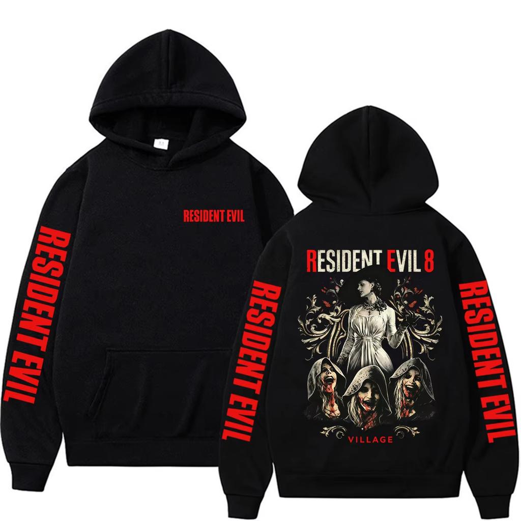 Resident Evil Requiem Village Pattern Lady Dimitrescu Horror Hoodie, Fashion Casual Long Sleeve Sweatshirt