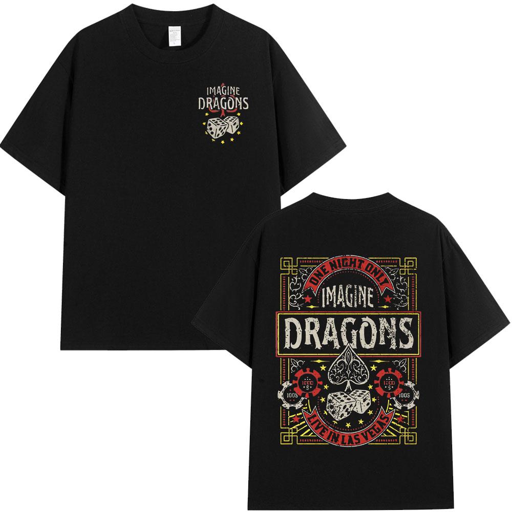 Short Sleeved Round Neck Y2k Tshirt Men Washed New in Top  Tees Mens TShirt Camisetas Rock Band Imagine Dragons Music Album M