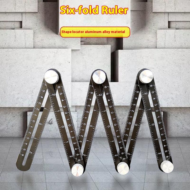Six-fold Ruler Multifunctional Universal Folding Ruler Tile Opening Positioner Hexagonal Woodworking Rulers
