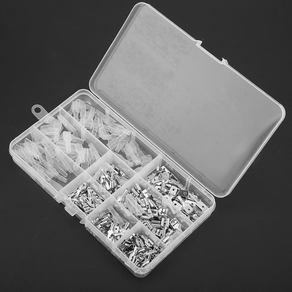 270 STÜCKE Stecker- und Buchsen-Flachsteckverbinder-Crimpverbinder-Set 2,8 mm 4,8 mm 6,3 mm