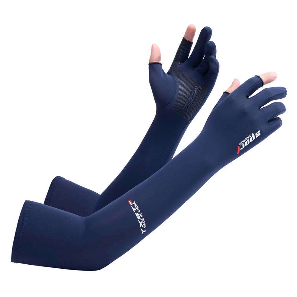 Sun Protection Half Finger Ice Sleeves Two Fingers with Exposed Anti-UV Arm Sleeves  For Women