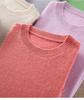 Solid Color Cashmere Blend Sweater, Lightweight, Short-Sleeved, Round Neck, Relaxed Fit, Five-Point Sleeves, Ideal for Layering