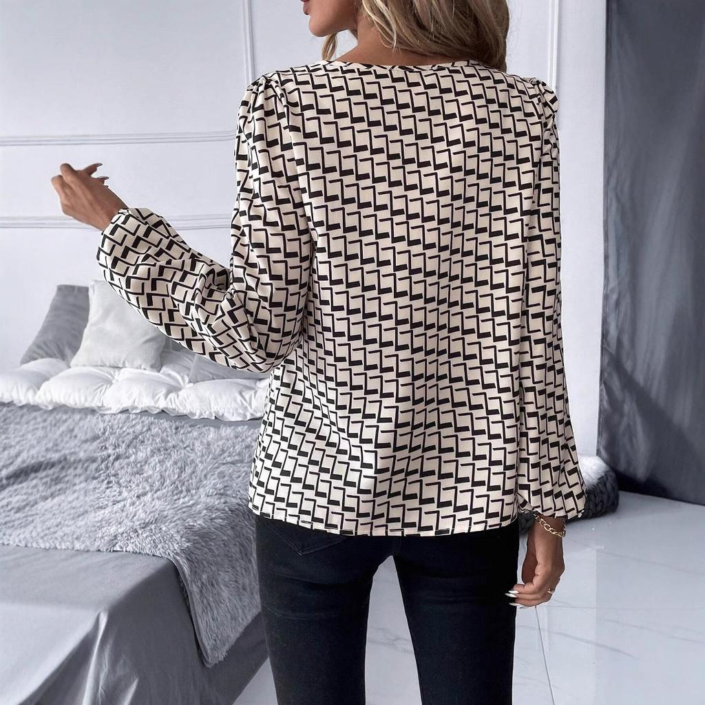 Módní dámské ležérní topy Temperamentní elegantní tištěná košile s dlouhým rukávem Pohodlné a všestranné tričko pro dámy Elegantní dámské oblečení