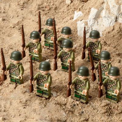 10 Stück Soldatenfigur mit 10 Schützenwaffen Zubehör Kleine Partikel Baustein Soldatenmodell Spielzeug Schreibtisch Sandtisch Dekoration Kinder