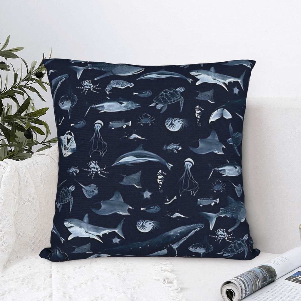 Pillow Cover Sharks Fantastic Animals Vintage Watercolor Pattern Vintage Pillow Case For Living Room Chair Pillowcases